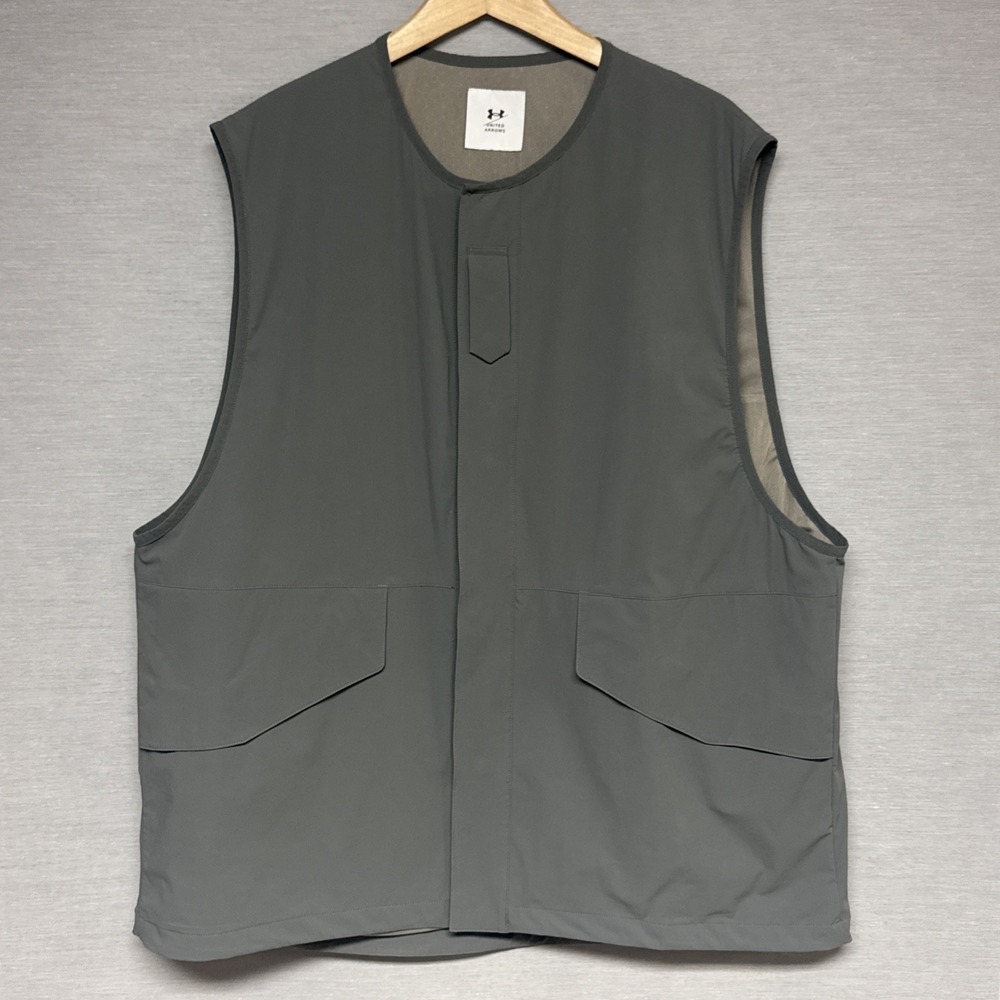United Arrows x Under Armour Vest - Sz 3XL Snap Closure Gray Activewear Nylon